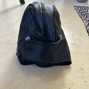 Black Leather Skull Cap